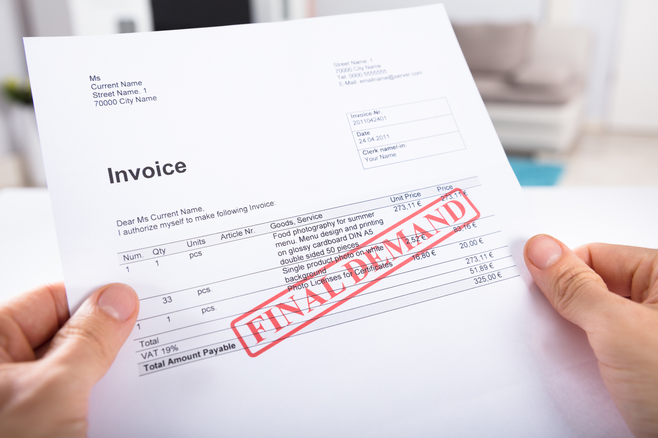 Concept for - Supplier invoice fraud – who ends up paying the bill?