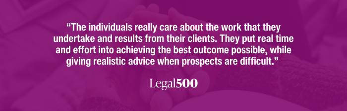 Legal 500 testimonial for our Family Law team