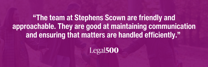 Legal 500 testimonial for our Family Law team