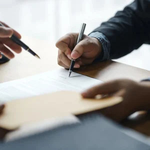 Photograph of a document being reviewed in a financial remedy proceeding meeting