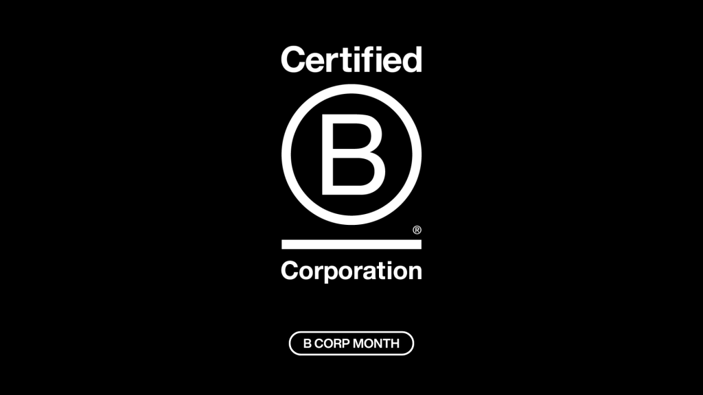 Logo for Certified B Corporation businesses during B Corp Month