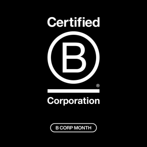 Logo for Certified B Corporation businesses during B Corp Month